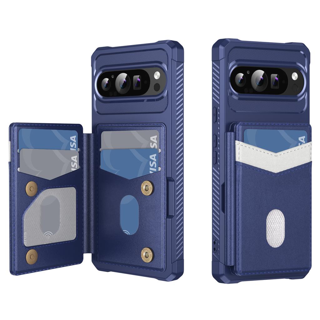 For Google Pixel 10/Pixel 10 Pro Case RFID Blocking Card Slot Kickstand Leather + TPU Phone Cover