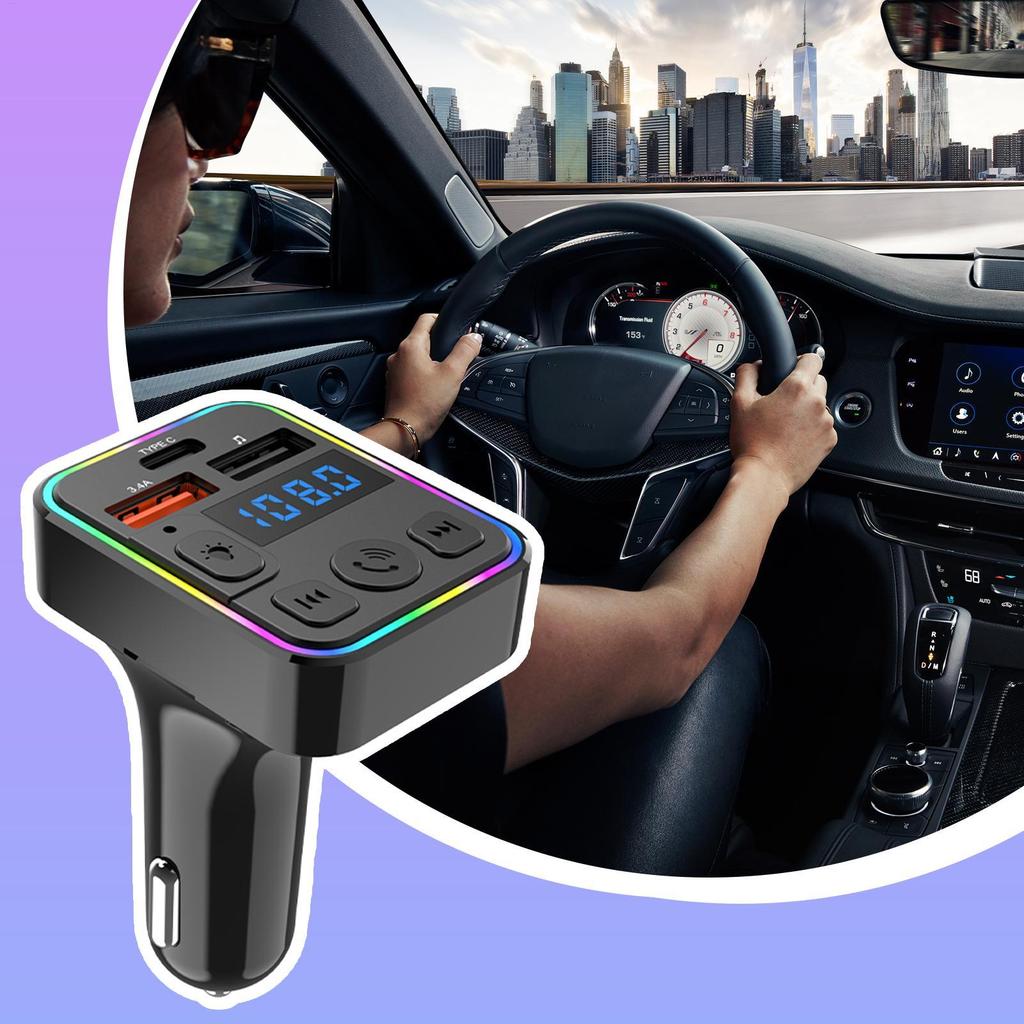 Car FM Transmitter MP3 Wireless Transmitter Double USB With Type-C Port Receiver Plug-and-play For Truck Radio Conversion RV