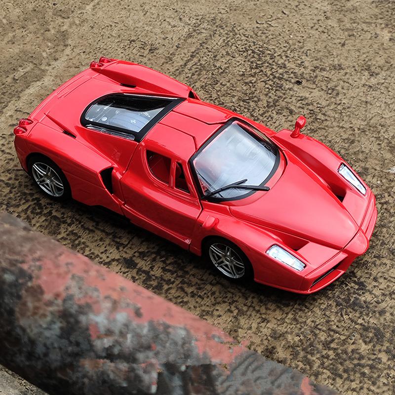 1/24 Ferrari ENZO Alloy Sports Car Model Diecast Metal Racing Super Vehicles Car Model High Simulation Sound and Light Children Toy Gift