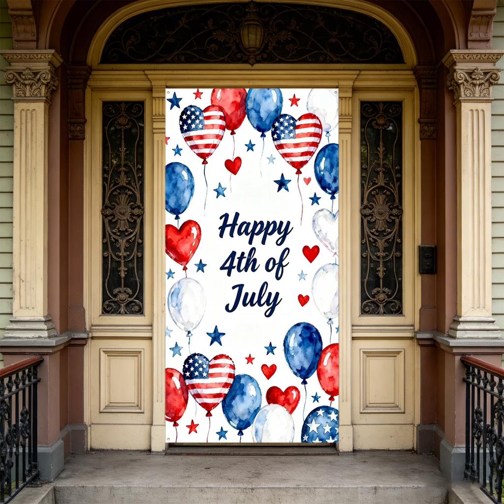 Independence Day Balloon Print Decorative Towel Soft Absorbent Microfiber Fabric for Home Kitchen Bath Use Fourth of July Theme