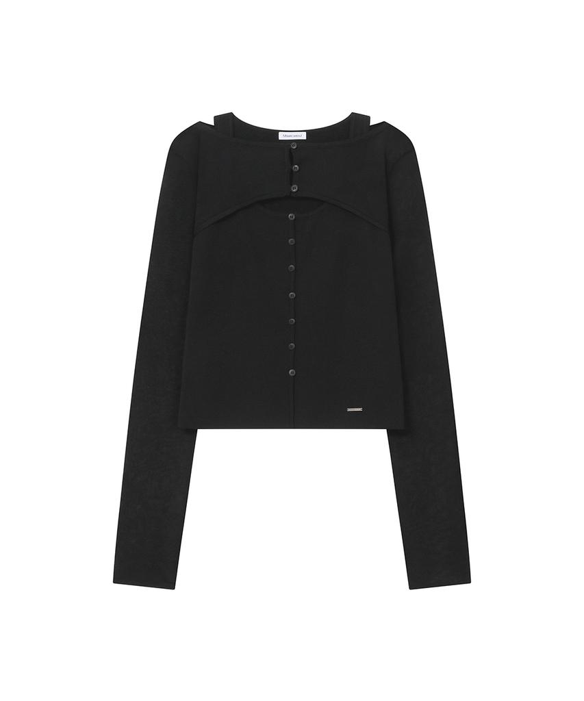 MISEKI SEOUL Layered Bolero Knit Top Black