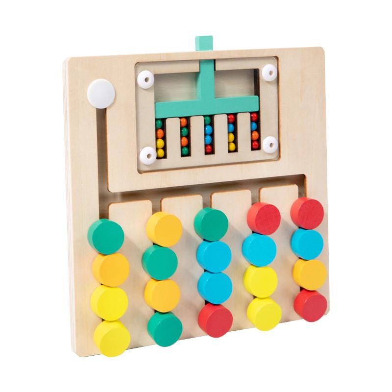 Wooden Color Bead Moving Game For Toddler Cognitive Development And Hand Eye Coordination