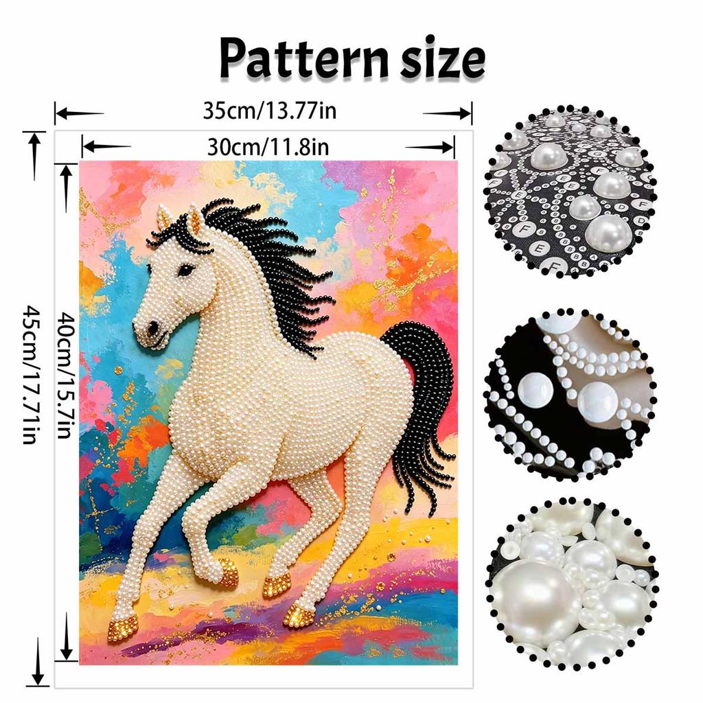 5D Pearl Kit Majestic Horse Pattern DIY Pearl Art Relaxing Handmade Ornament Home Wall Desktop Decoration for Beginners