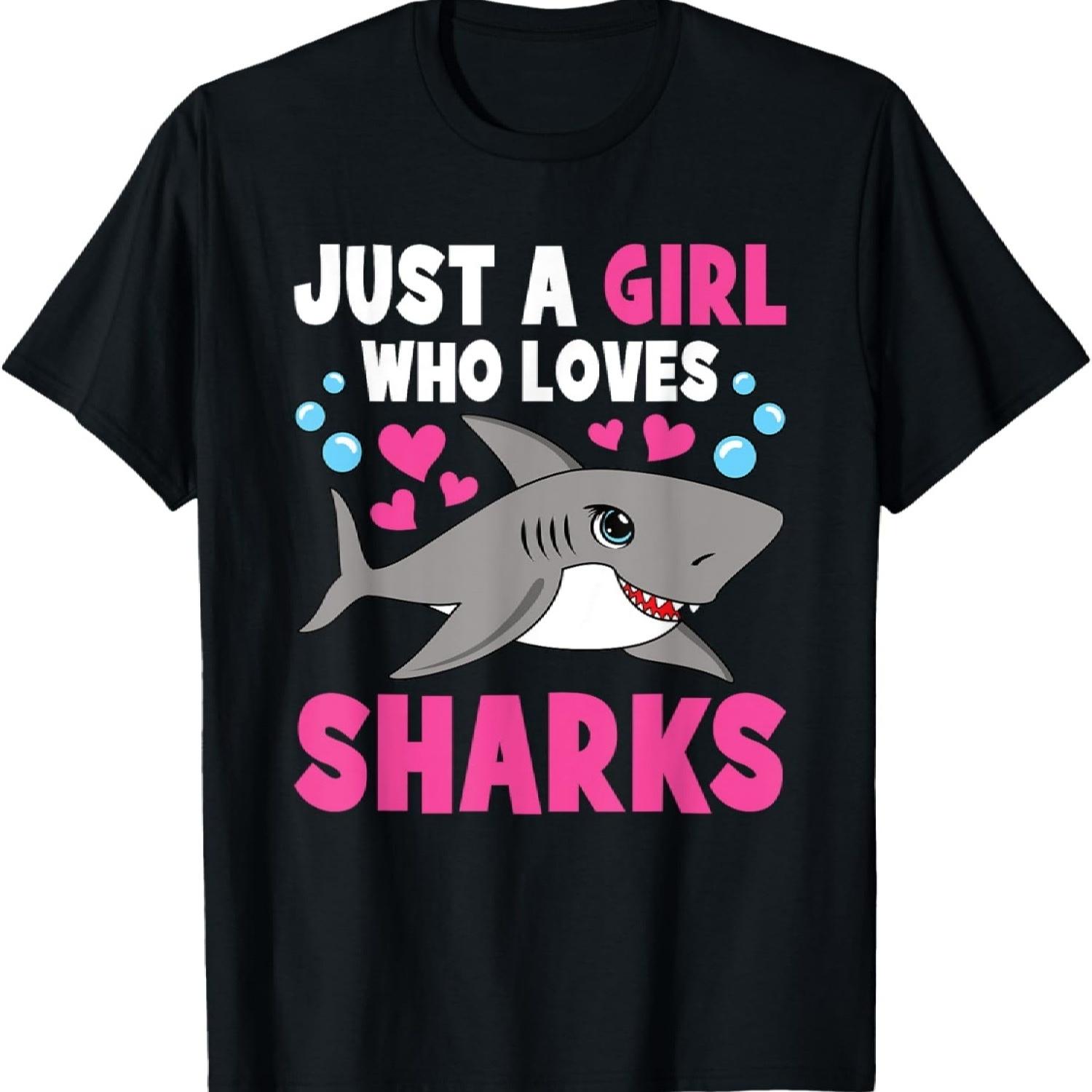 Just A Girl Who Loves Sharks Ocean Animal Cute Shark Kids T-Shirt S чёрный