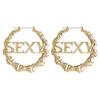 SOHOT Punkový štýl Bambusové kruhové náušnice Prívesok Zlatá strieborná farba Písmeno Sexy znak Manželky basketbalistov Hlavný šperk na letnú párty