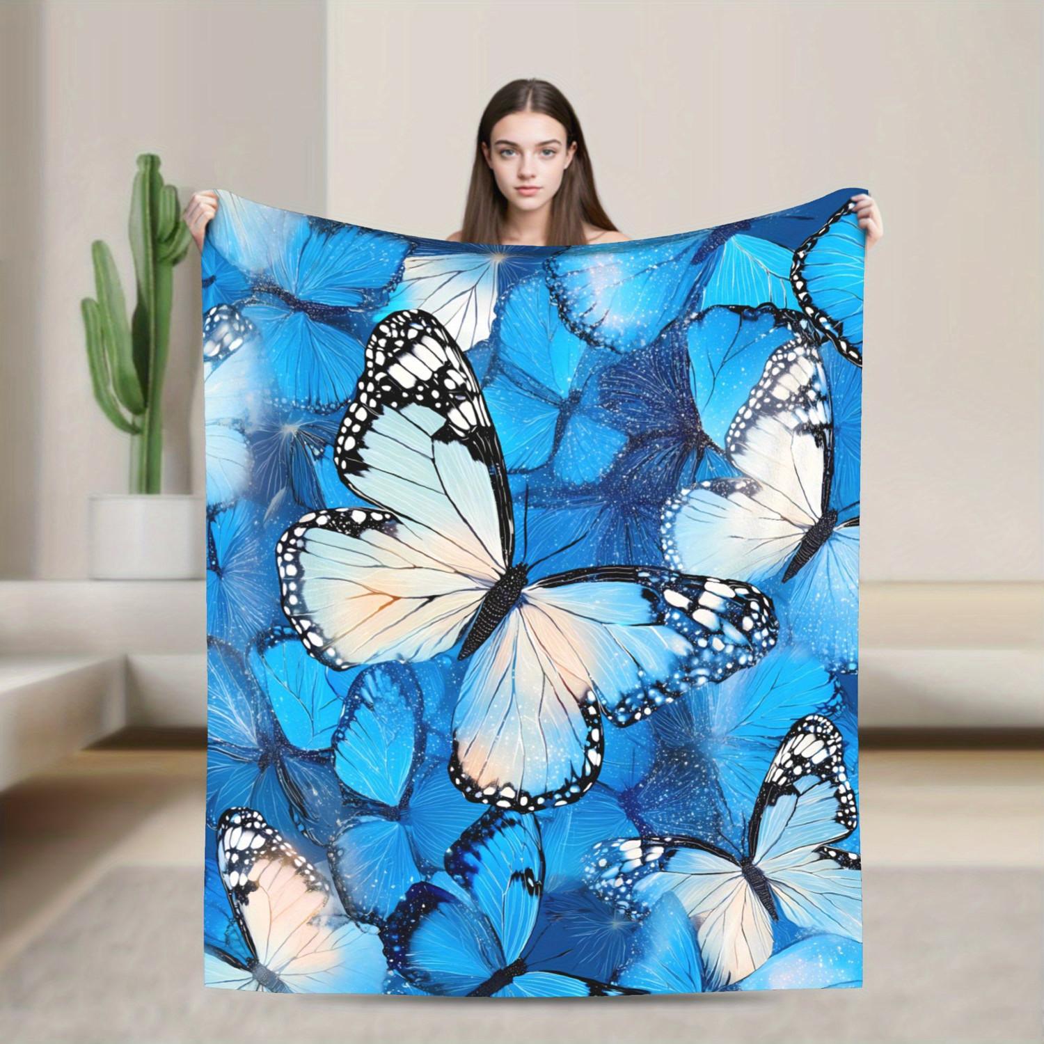 Blue Butterfly Blanket - Beautiful Soft All-Season Home Decor Throw 70x100cm