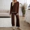 Women's clothing set comfortable commuting simple daily fashion temperament casual solid color knitted long sleeved woolen clothing set