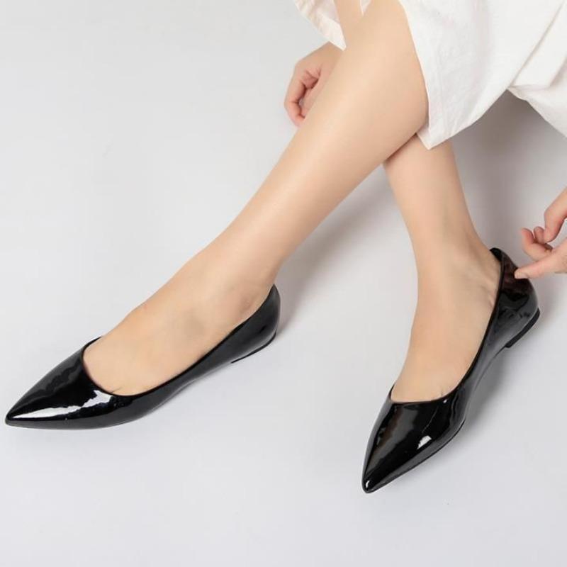 Fashion Shoes for Women Office Black Pointed Toe Slip-on Woman Flats Sale Korean Style Elegant and Fashionable Low Price Wholesale Shoe