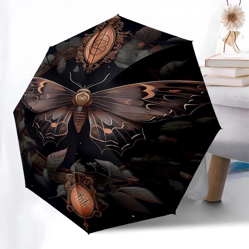 1pc Butterfly ArtworkOpen/Close Umbrella-Windproof, Compact Travel Umbrella, Sturdy 8-Rib Shaft, Outdoor Accessory, 1090