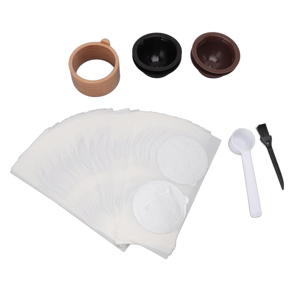 Disposable Aluminum Foils Lids Coffee Capsule Cups with Wooden Stand for Vertuoline Self Adhesive
