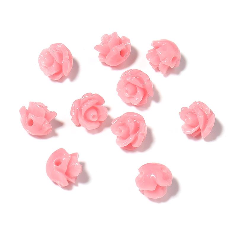 30pcs 6mm Resin Artificial Coral Beads for Jewelry Making Camelia Flower Beads DIY Earring Bracelet Neckalce Accessories