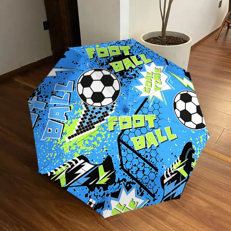 

Football Theme Automatic Opening/Closing Umbrella with Foldable Design, Ideal for Fans, Travelers, Daily Use, and Gifts1121142a