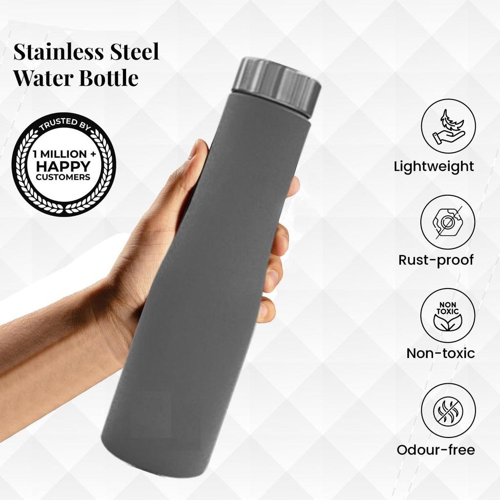 Water Bottle (1 Litre, Premium Stainless Steel, Misty Slate) Bottle for Fridge, School, Outdoor, Gym, Home and Office, Scratch-Resistant