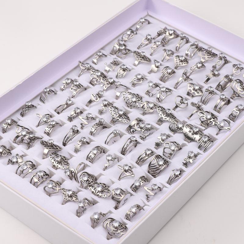 

Кольца из нержавеющей стали, 10 шт., мужские и женские полые кольца из смешанной титановой стали