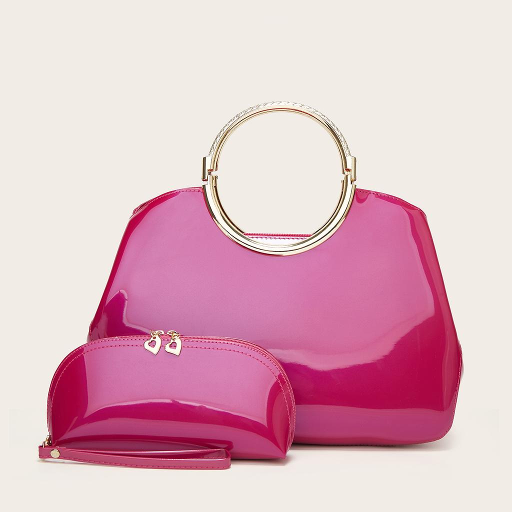 New Fashion Patent Leather Handheld Women's Bag Red Bridal Wedding Bag Women's Wedding Bag Mother and Child Bag