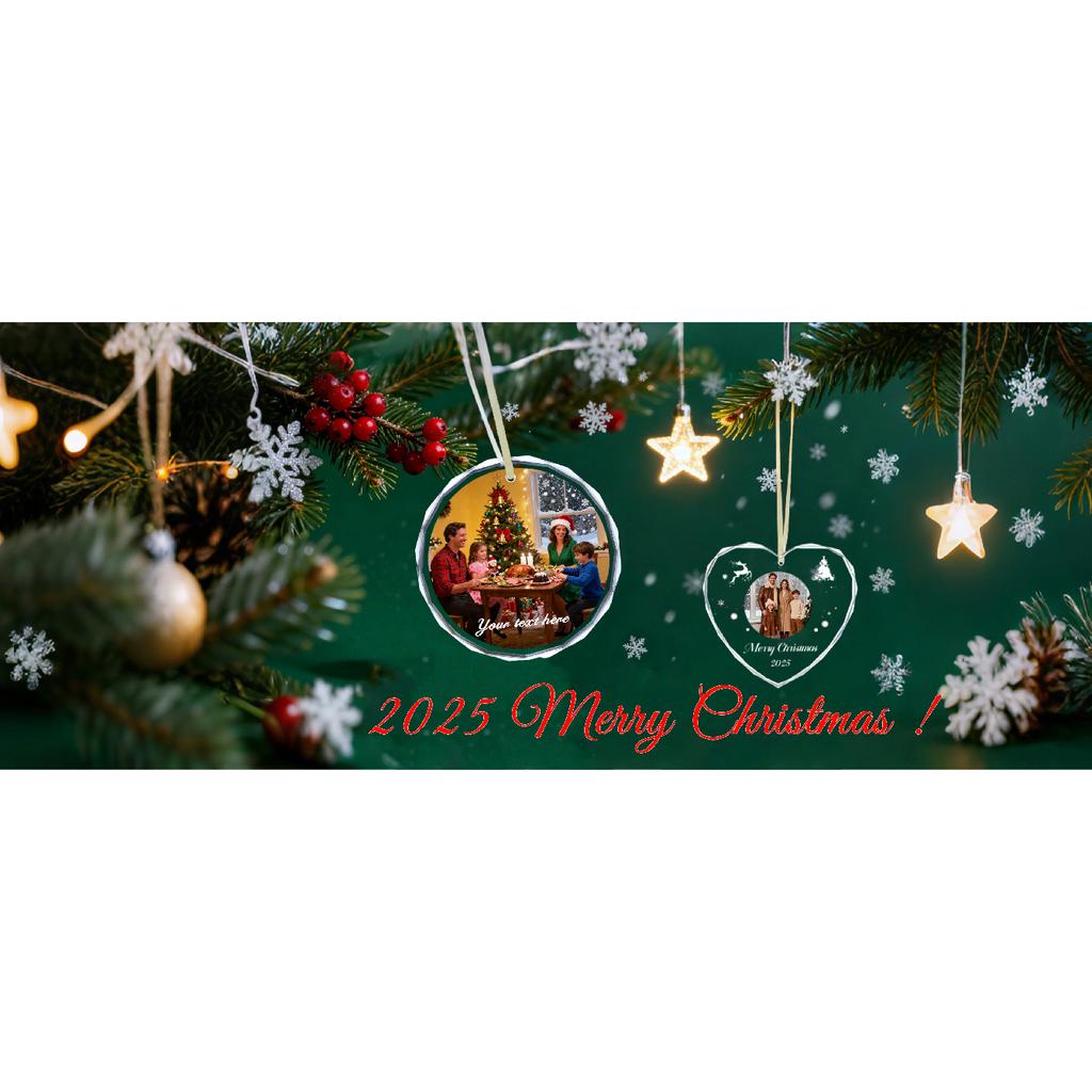 Personalized Christmas Ornament ,Custom Photo Crystal Pendant, Unique Christmas Gift For Couples,Family Home Xmas Tree Decor