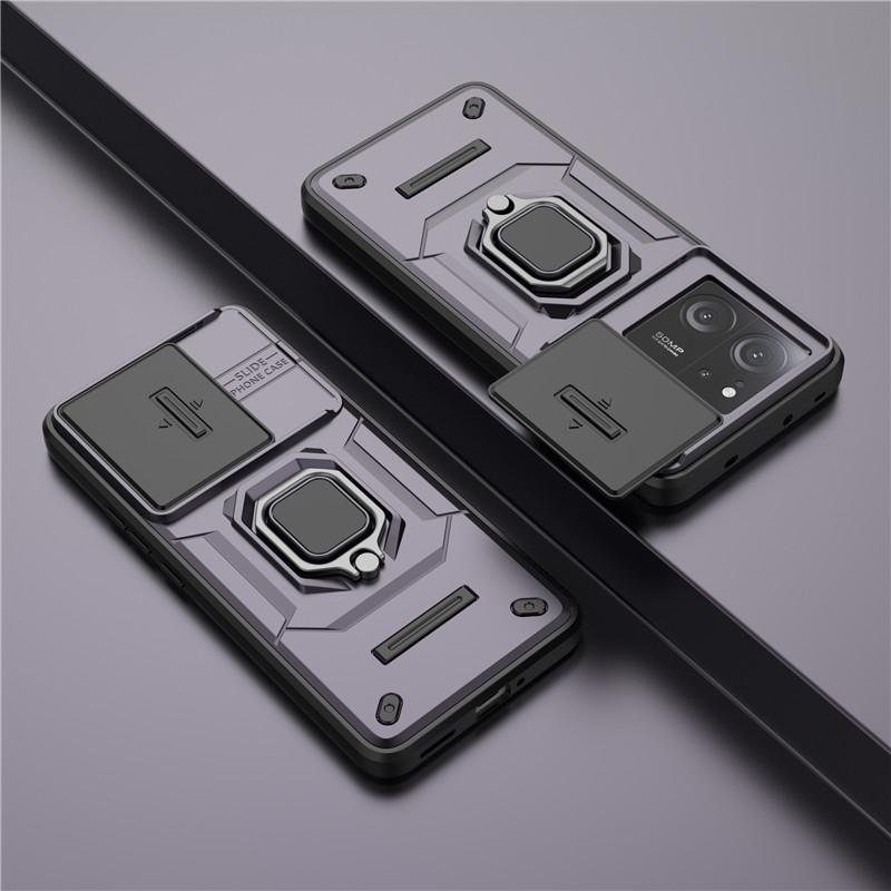 

For Xiaomi 13T Cover For Xiaomi 13T Pro 5G Case 6.67 inch Lens Protection Shockproof Push window Magnetic Holder Bumper For Xiaomi 13T Pro фиолетовый