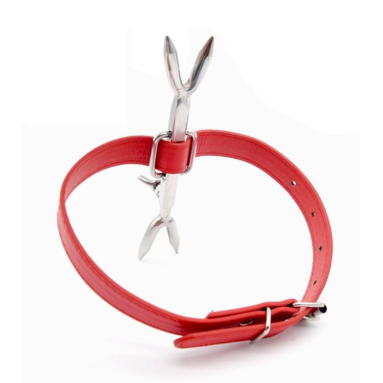 PU-skinn rustfritt stål Bondage Sexy Krage Voksen Sexy Leker Slave Fetish Sele BDSM