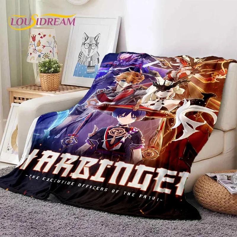 3D Cute Genshin Impact Cartoon Game Soft Flannel Blanket for Beds Bedroom Sofa Picnic,Throw Blanket for Outdoor Leisure Nap Gift
