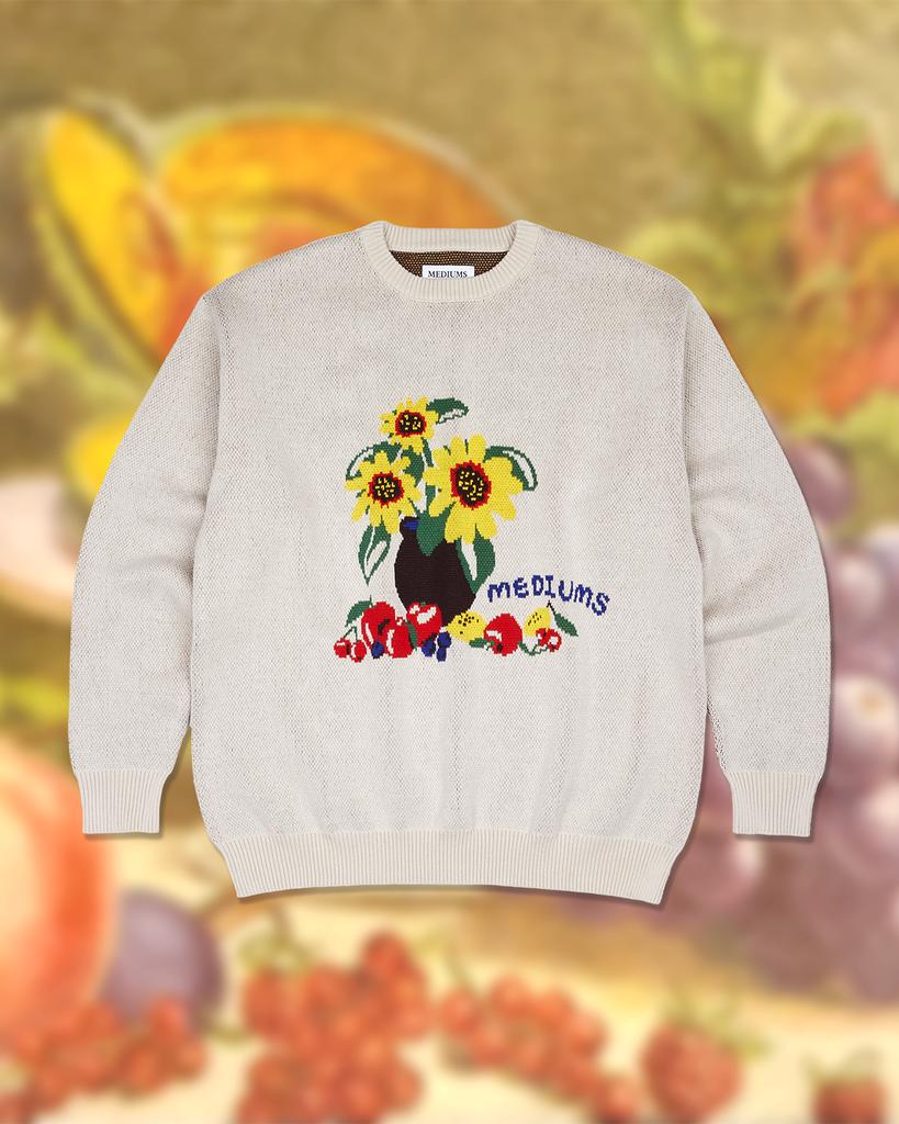 Midieomseu Fruit Table Reversible Knit Sweater - Cream