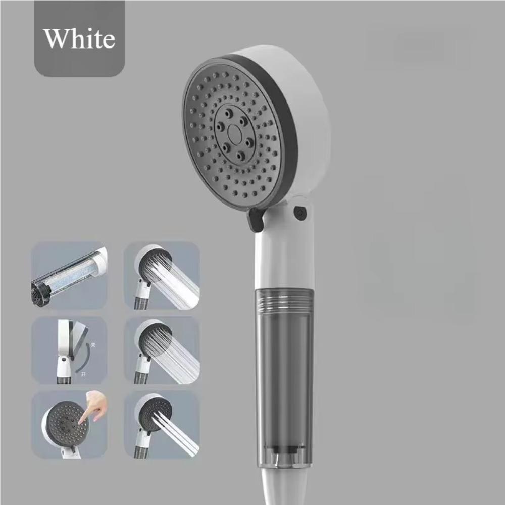 

Портативная душевая лейка с 3 режимами, ручная лейка из АБС-пластика, напорная, с одной кнопкой остановки, душевая насадка, бытовая ванная комната белый