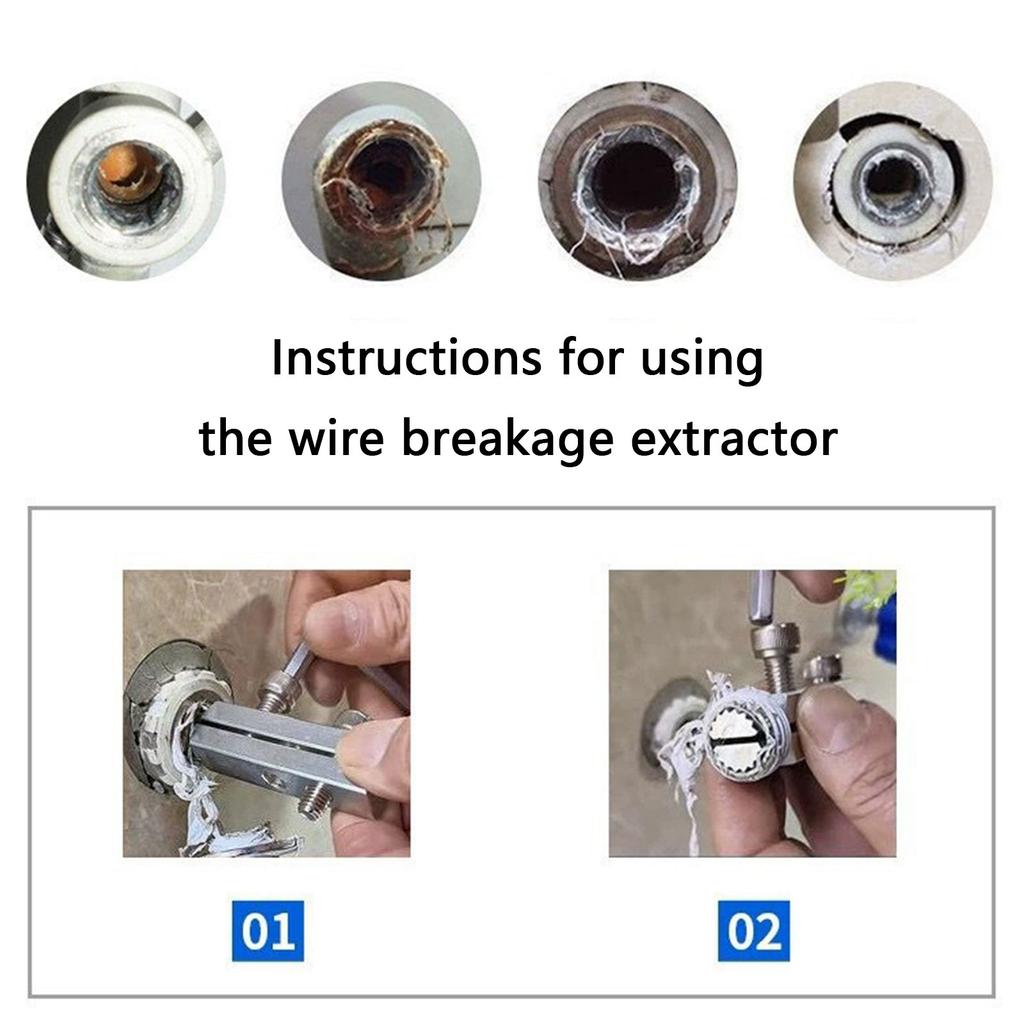 Broken Faucet Removal Tool Set Faucet Angle Valves Broken Wire Extractor for Extraction of Damaged Faucet Pipe Screw