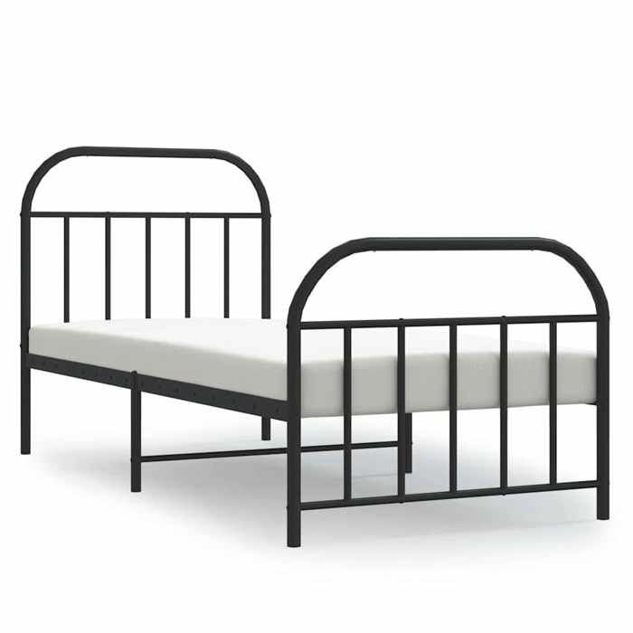 VidaXL Metal Bed Frame with Headboard-Footboard Black 90x200 Cm 353646