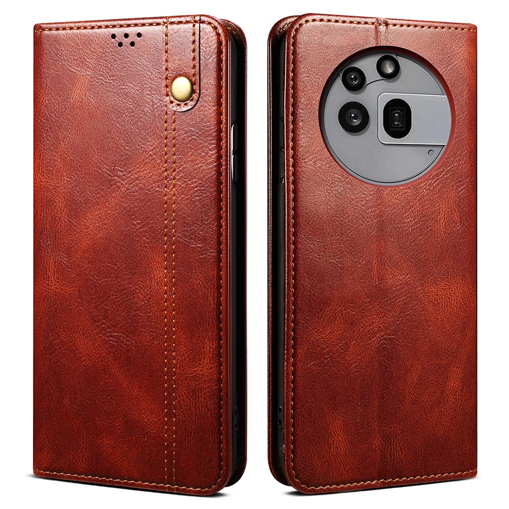 For Nothing Phone (3a) Pro Case Crazy Horse Texture Waxy Leather Wallet Stand Phone Cover