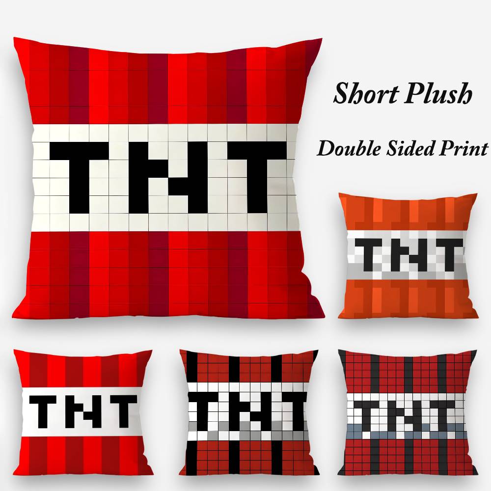 Game T-TNT Block Explosion Pillow Case Plush Fabric Soft Double Sided Print Sofa Cushion Cover Throw Pillow Covers