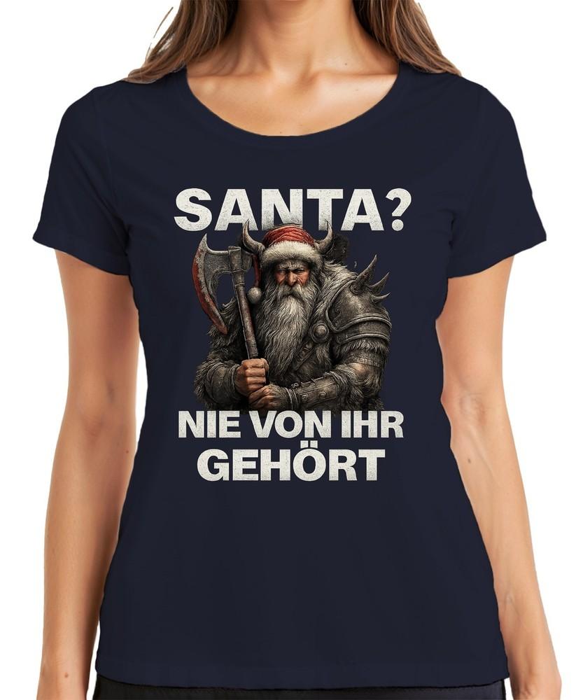 Santa Never Heard Of Her Santa Claus Viking Axe Warrior Unisexs TShirt S