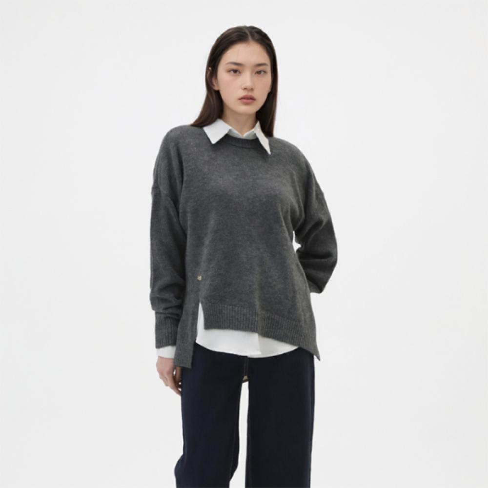 

Lap Oversized Knit Shirt Set With Slit Ar1ex221 PI (pink)/FF