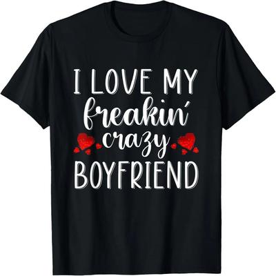 Jag älskar min förbaskade Crazy Boyfriend Cool par-T-shirt
