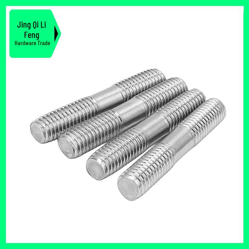 304 Stainless Steel Double-Ended Stud Bolt, M14-M22, with Extended Threads At Both Ends