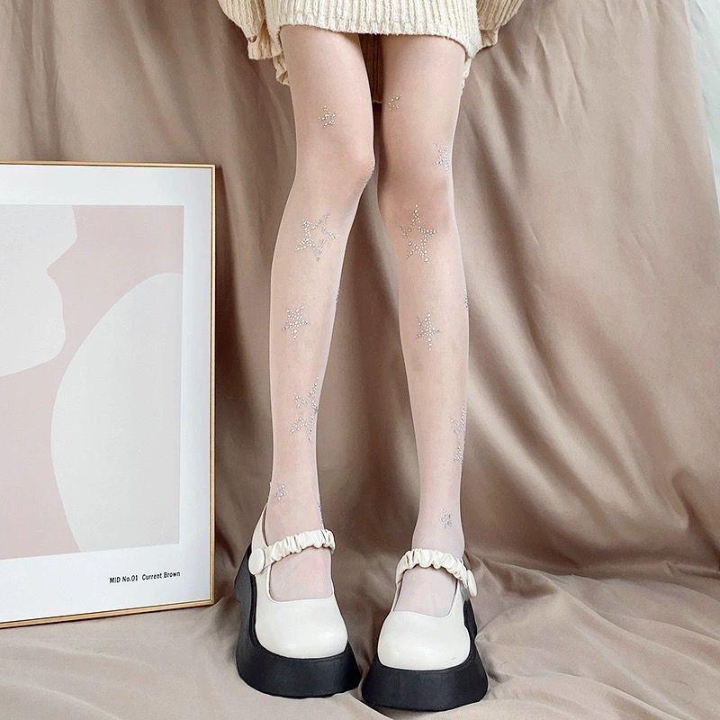 Spring/Summer Pure Desire Hot Girl Five-Pointed Star Stockings - Japanese Lolita Jk Thin Transparent Women's Pantyhose