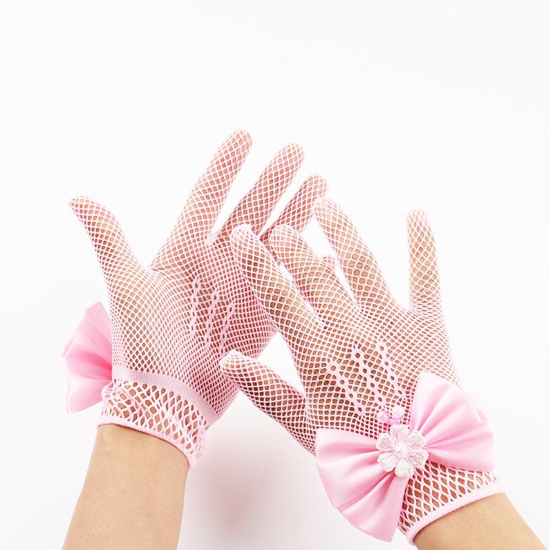 Guanti da Sposa per Spose Rete Decorata con Perle Performance sul Palco Stile Principessa Studio Fotografico Bianchi Separati per le Dita