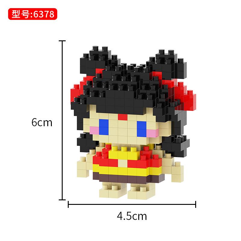 Granular Building Block Cartoon Doll Figure Toy Assembly Children'S Puzzle Decompression Diy Handmade Puzzle Blind Box