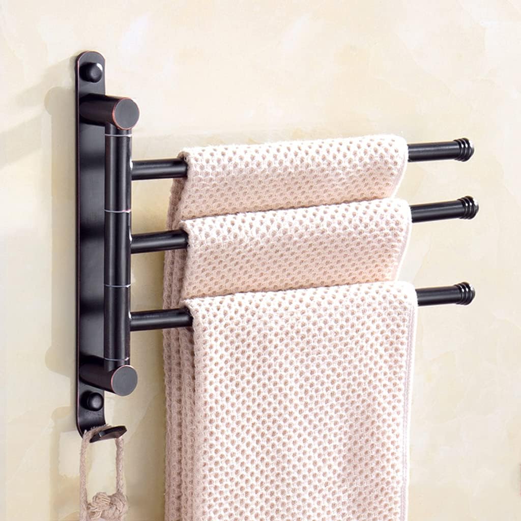 Black Swing Out Towel Bar, Bronze Oil Rubbed Folding Arm Swivel Hanger Bathroom Storage Organizer Rustproof Wall Mount, Swivel Towel Rack for Shower