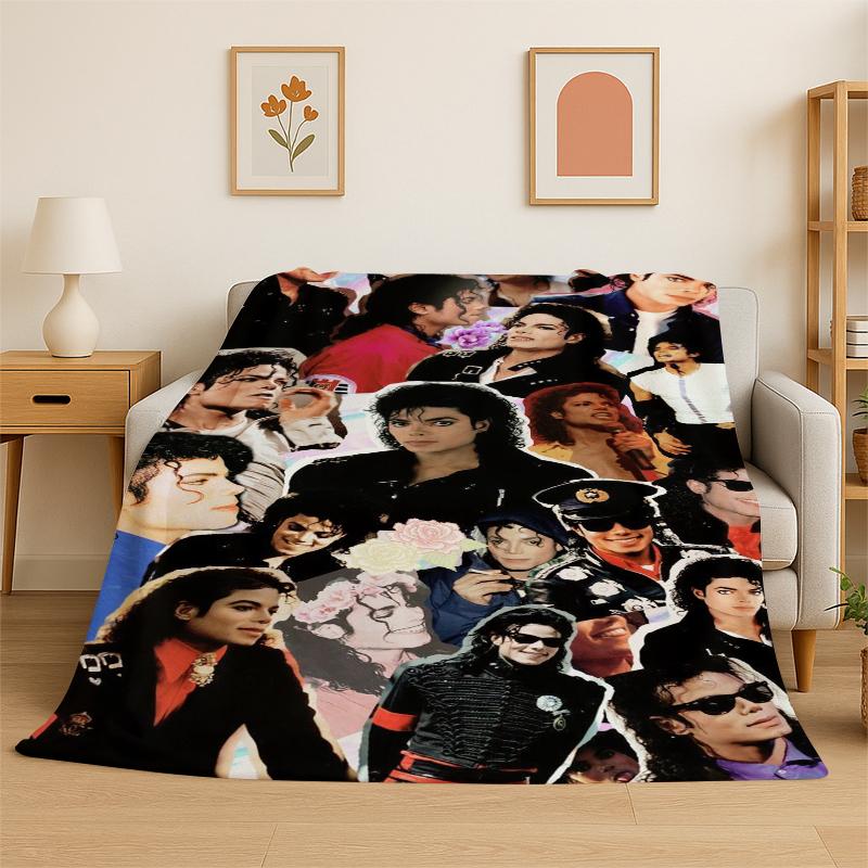 Retro MJ Michael Jackson King of Pop Weiche Flanelldecke, Gemütliche Decke für Bett, Couch, Sofa, Schlafzimmer, Wohnzimmer, Reise Kind