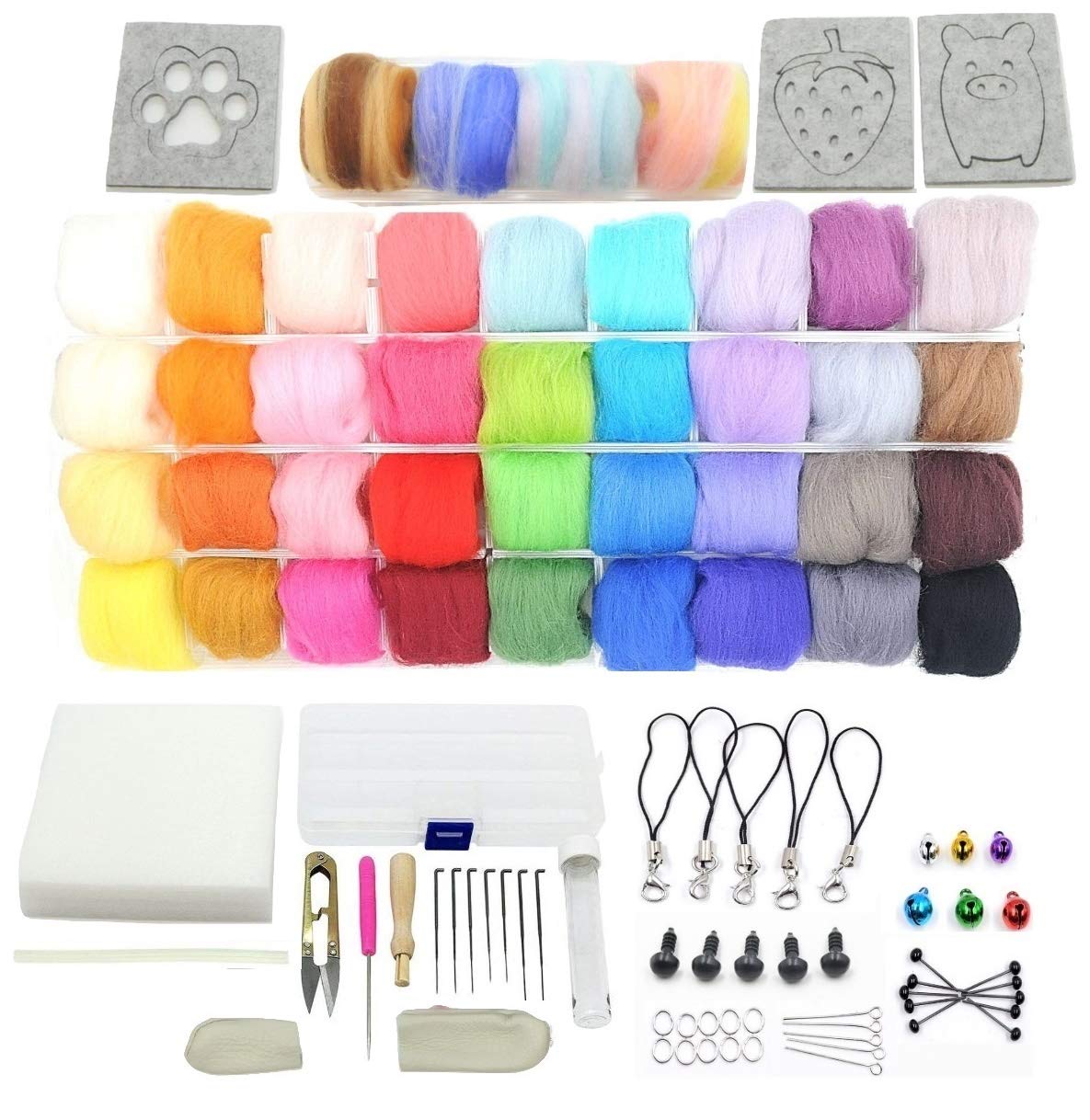 

Набір вовняного фетру RakuMoMo 40 кольорів для DIY матеріалів аксесуарів та інструментів для рукоділля, (a. прим. 3g, в комплекті)