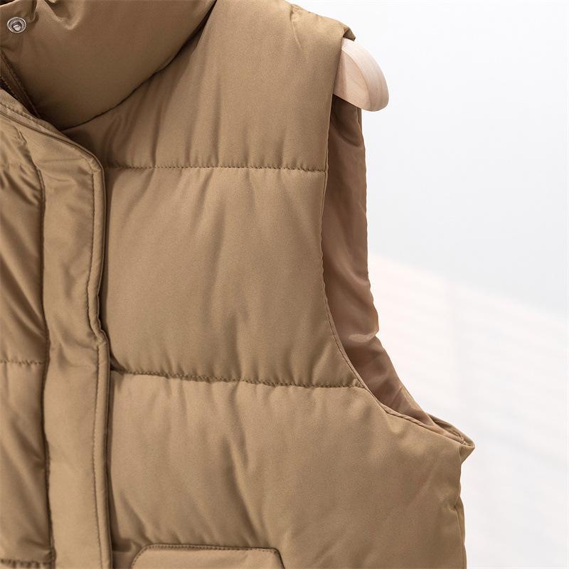 Down Vest for Women Winter Large Pockets High Collar Windproof Warmth Sleeveless Tops Vest Oversize Thickened Casual Vest