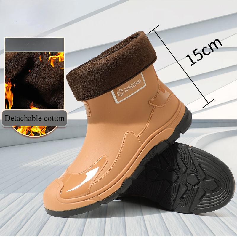 Short-tube Rain Boots, Low-tube Fashion Waterproof Work Non-slip Shoes, Rain Boots, Kitchen Women's Warm Rubber Shoes, Men's Models