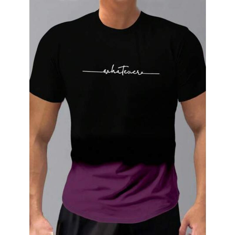 Summer Round Neck 3D Gradient Letters Print Top Fashionable Casual Short Sleeved Men's T-shirts