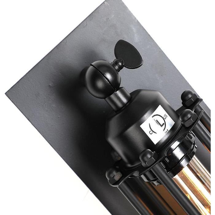 Applique Murale - PAUWER - Vintage E27 - Acier - Installation Facile - Ampoule Incluse