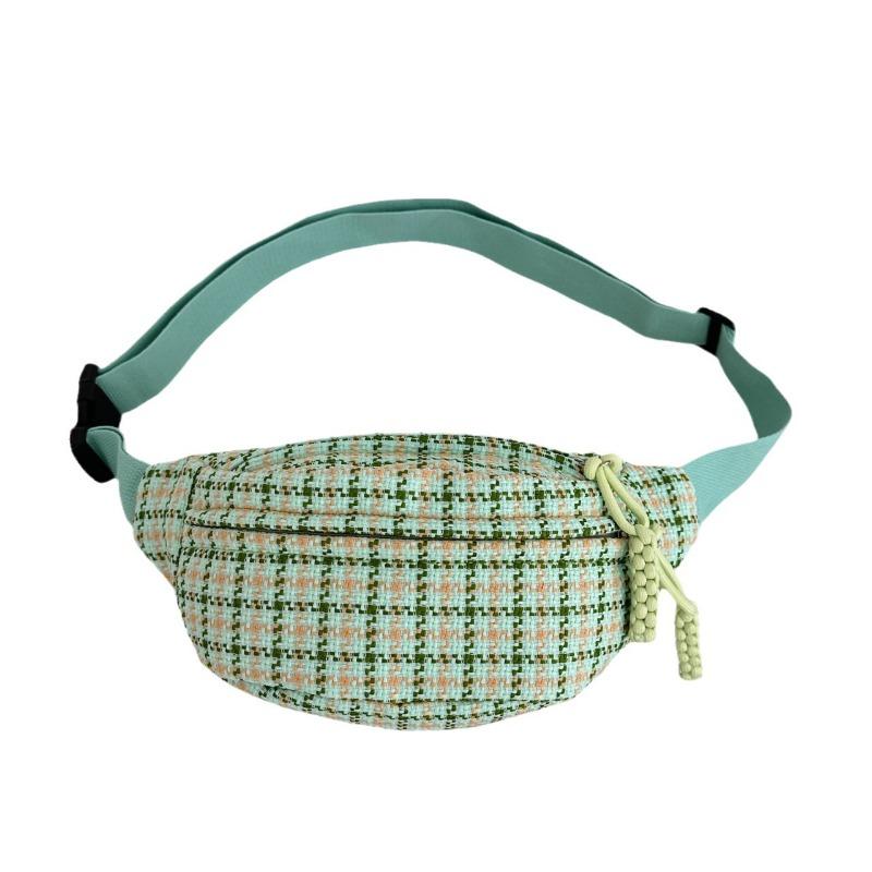 Wind soft shoulder bag plaid women's simple and versatile small breast bag girl student messenger bag