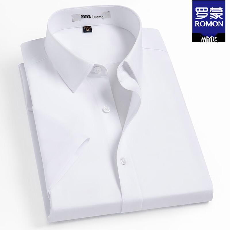 ROMON Men's Summer Business Casual Non-Iron Short Sleeve Shirt