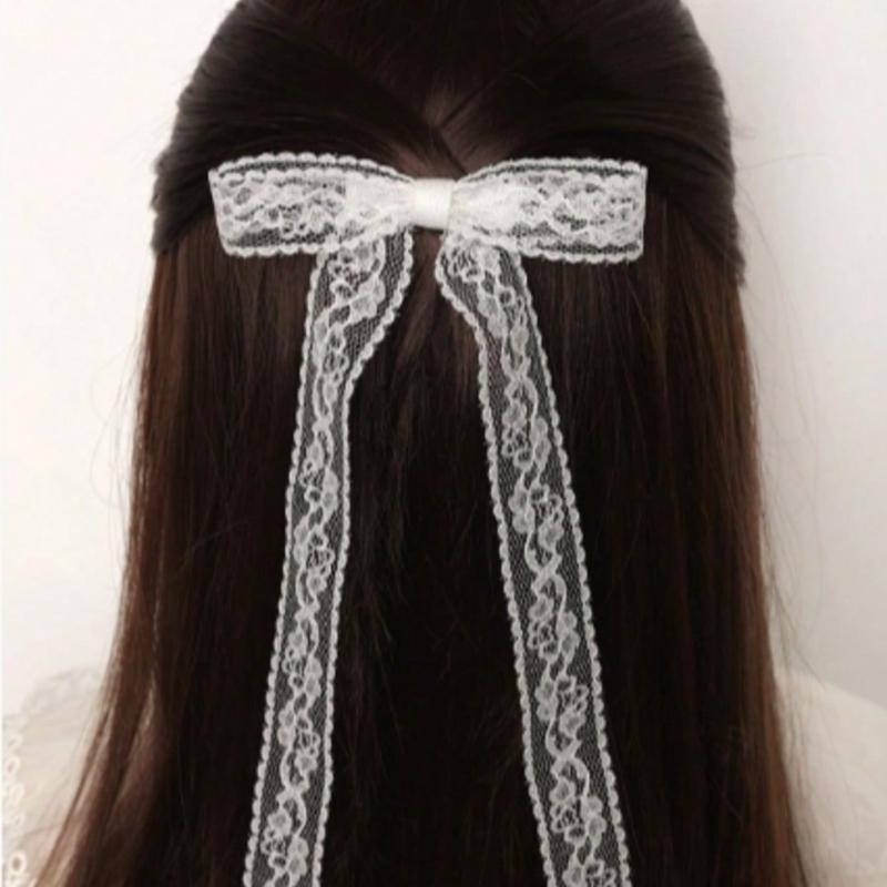 Cute Japanese Style Black & White Lace Bow Hair Clips, Summer Side Bangs Hair Accessories, Claw Clips, Hair Claws