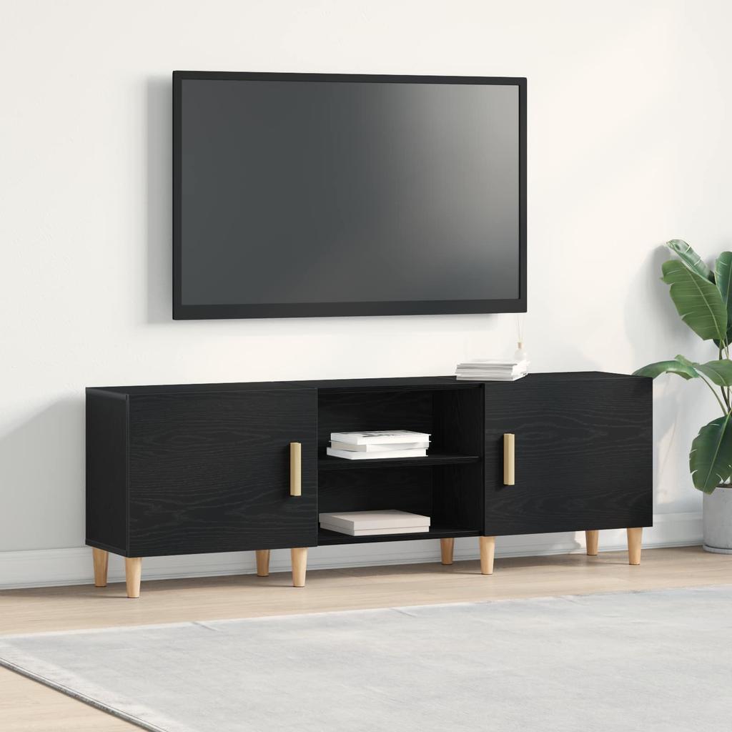 TV Cabinet Black Oak Effect 150 x 30 x 50 cm Particleboard