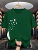 Men's Summer Casual Loose Fashion Creative Bird Pattern Print Crew Neck T-Shirt