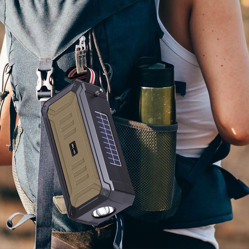 Solar Bluetooth Speaker Flashlight FM Radio TF USB MP3 Music Player Rechargeable