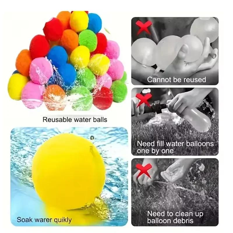 15PCS Reusable Sponge Water Balls Colorful Adult Kids Sponge Water Bomb Splash Balloons Swimming Pool Summer Water Toy Games